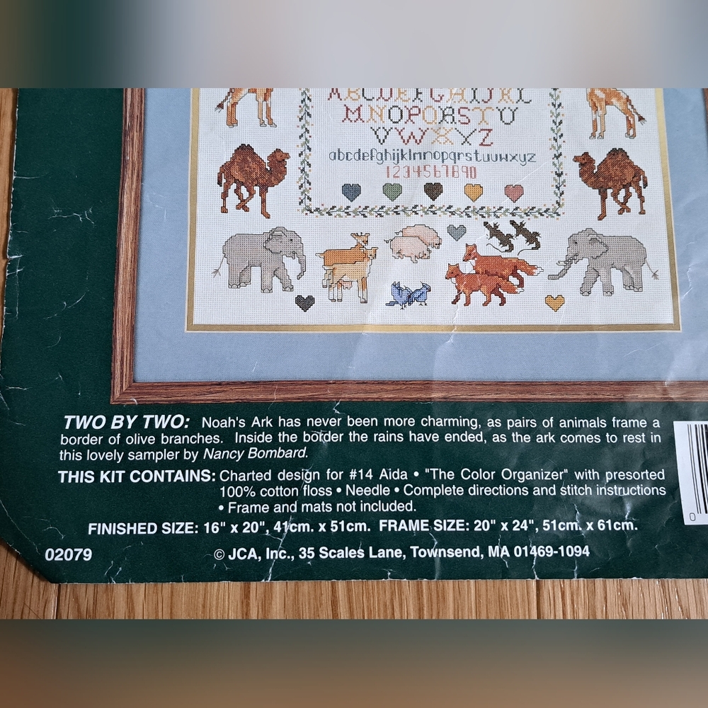 Elsa Williams Two By Two Noah's Ark Sampler Counted Cross Stitch-Started - Picture 5 of 14